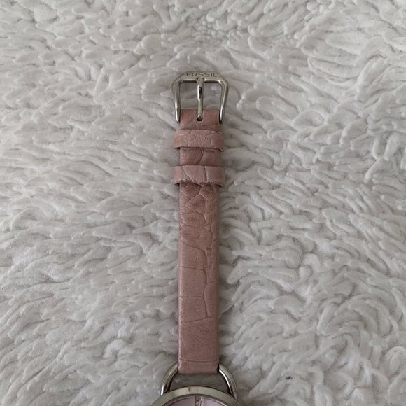 Fossil F2 Pink Alligator Genuine Leather Strap Crystal Rhinestone Watch ES-1273 - Picture 4 of 6